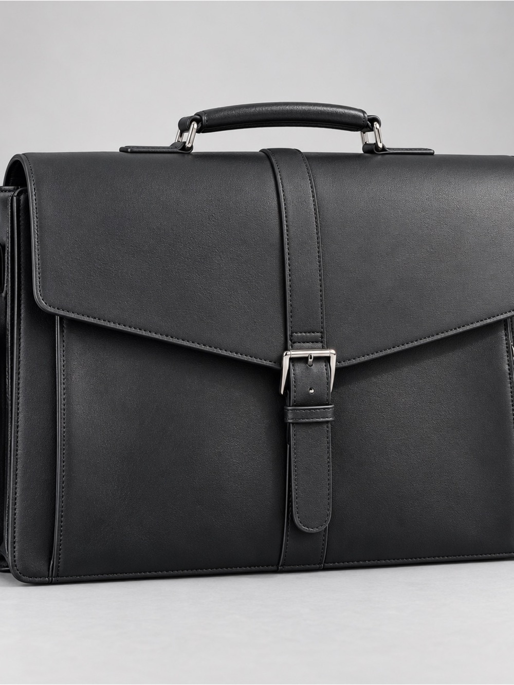 Amazon Black Leather Laptop Briefcase with Top Handle and cross body 12 X16